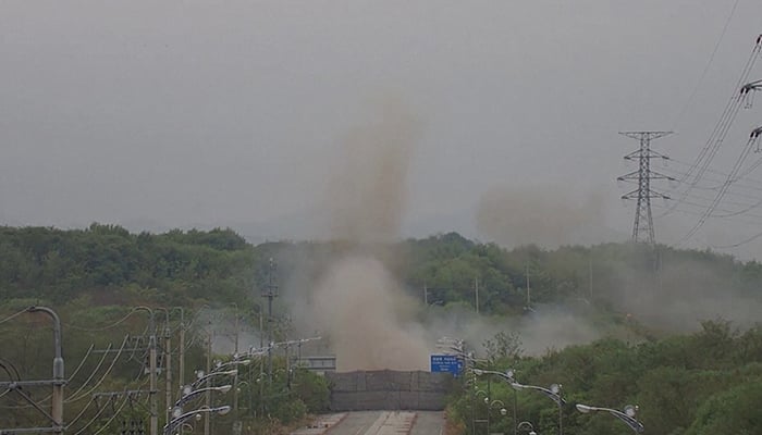 North Korea blows up inter-Korean road, rail lines near border